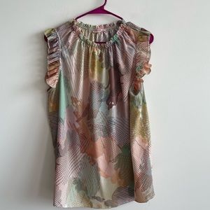 Ces Femme pink and tan Short Sleeve Blouse